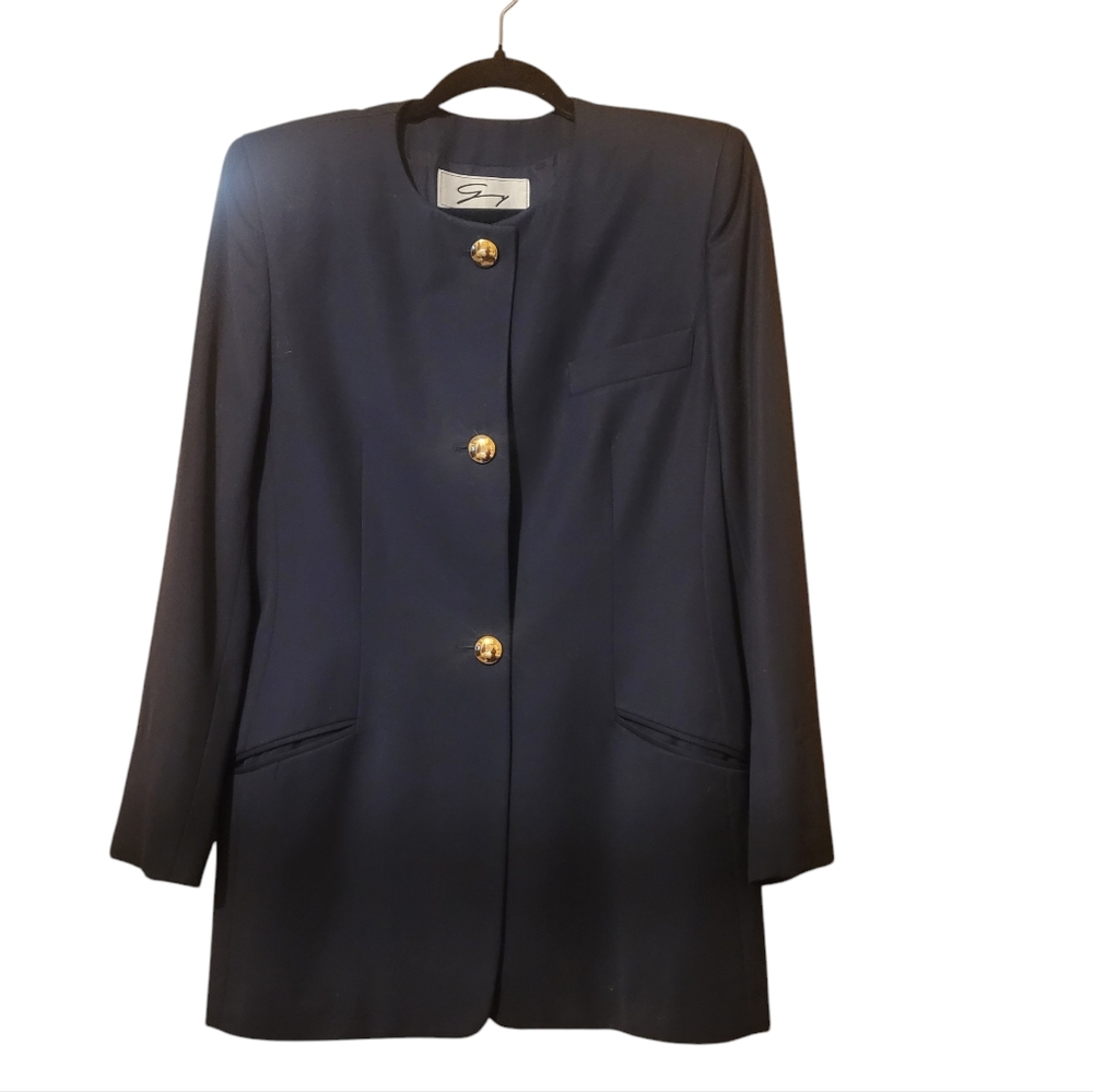 GENNY Womens Italy Made Wool Black Jacket Blazer Size 6